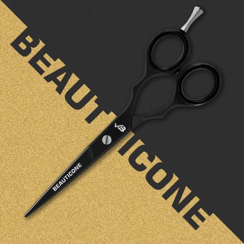 Beauticone Professional Hair Cutting Scissors Black Fix Screw Stainless Steel Barber Shears