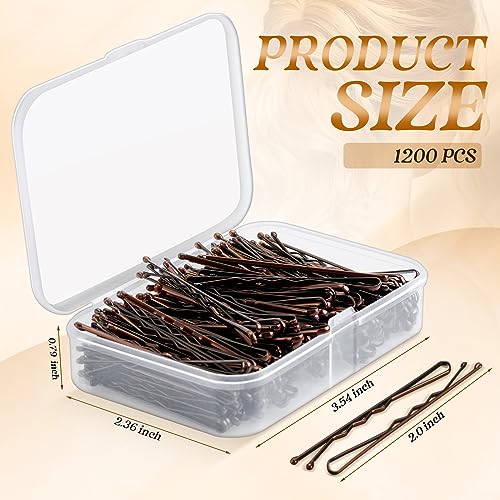 1200 Pcs Hair Pins Set - Invisible Wavy Bobby Pins for Women, Non-Slip Hair Clips, 2 Inch, Multi-Color