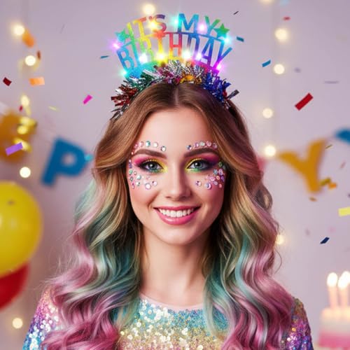 Zoestar Light Up Birthday Crown Headband for Women