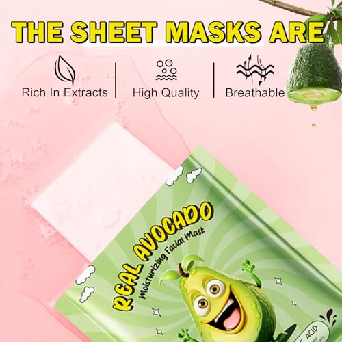 AOAZXBB 10 Pcs Kids Fruit Face Masks Set - Moisturizing & Nourishing Skincare