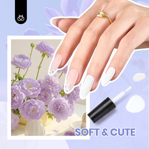 Beetles White Gel Nail Polish Kit with UV Light - 5 Piece Set for Beginners