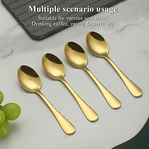 Evanda 12-Piece Gold Stainless Steel Teaspoon Set - Dishwasher Safe