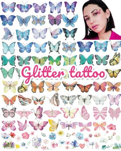Glitter Butterfly Temporary Tattoos - 100 Pcs Waterproof Body Art
