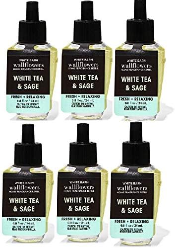 Wallflowers Fragrance Refill - 6-Pack White Tea & Sage | 24 ml Each