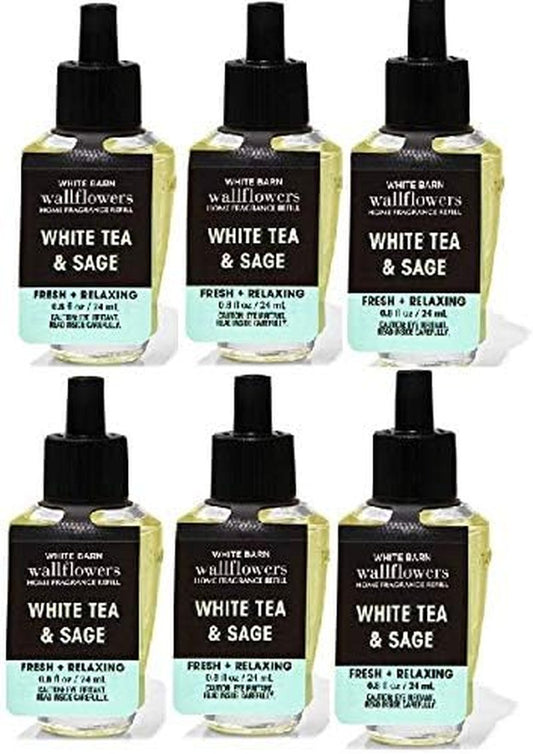 Wallflowers Fragrance Refill - 6-Pack White Tea & Sage | 24 ml Each