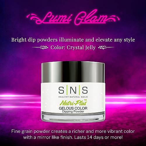 SNS Nail Dip Powder 1.5oz Crystal Jelly Neon Glow Color - Long Lasting & Healthy Nails