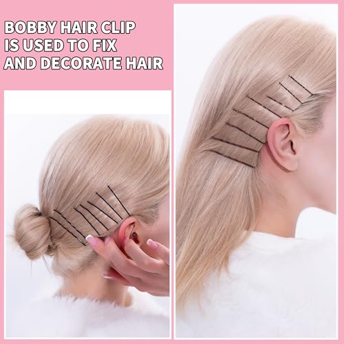 400PCS Brown & Black Bobby Pins Set with Hair Bands - 1.38 to 2.36 Inch