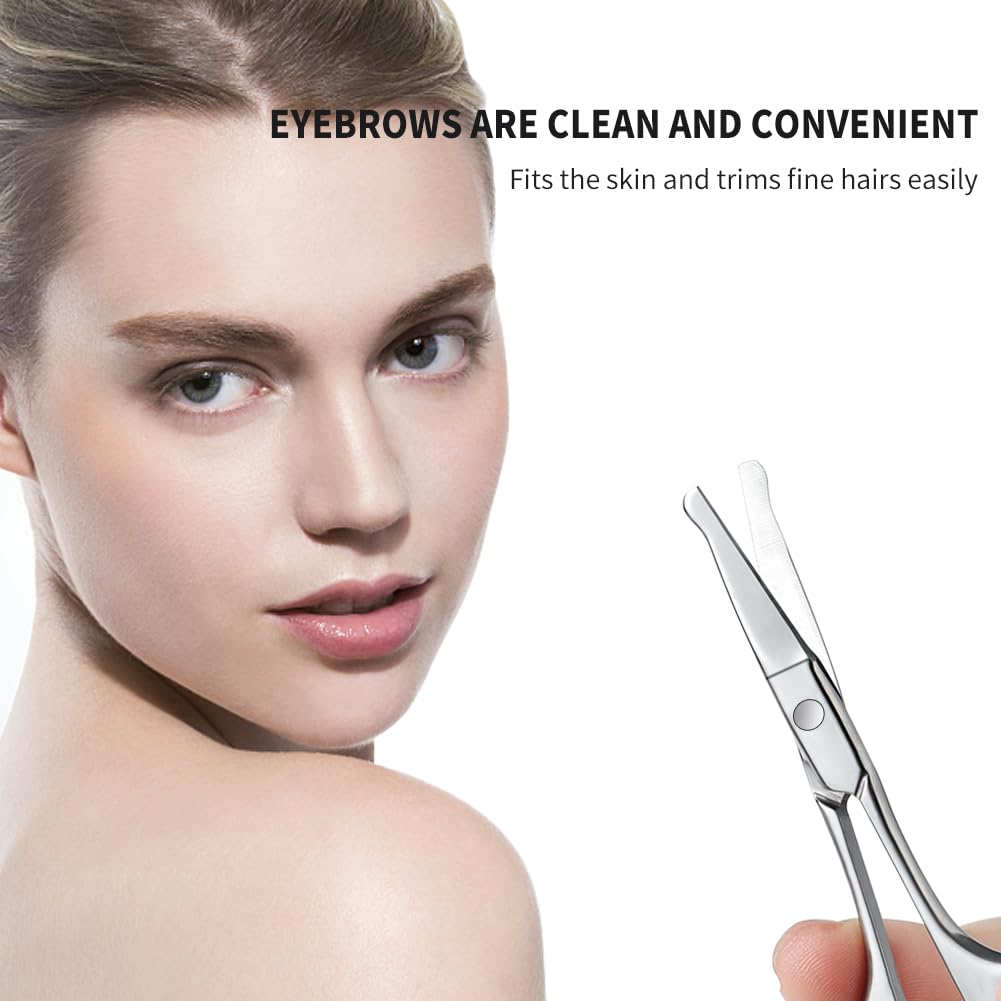 AsonTao Small Scissors With Round Tip Design - Professional Grooming for Hair, Eyelashes, Nose, Eyebrow Trimming, Mustache - Will Not Hurt the Nasal Cavity
