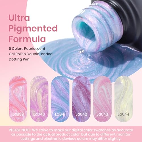 Beetles Pearl Gel Polish Set - 6 Mermaid Colors with Swirl Effect