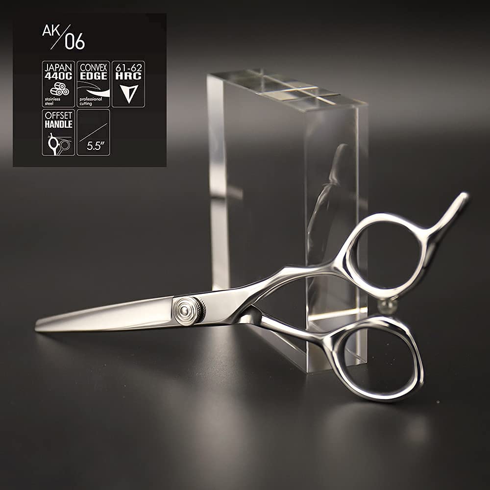 AOLANDUO 5.5-Inch Professional Hair Shears – Japanese VG10 Steel, True Convex Edge, Semi-Offset Handle, CNC Pivot – Precision Scissors for Detailing, Layering & Edging