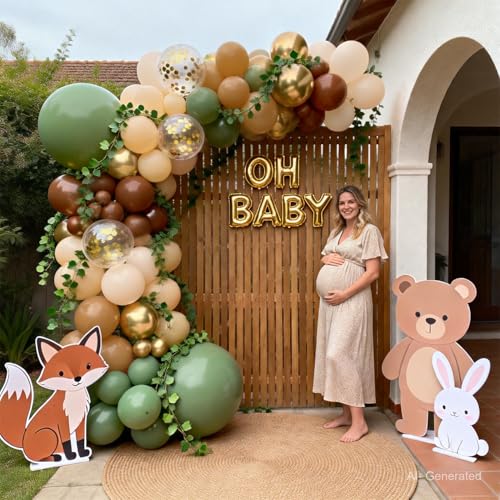 Sage Green & Brown Balloon Arch Kit - 129pcs Latex Jungle Decor
