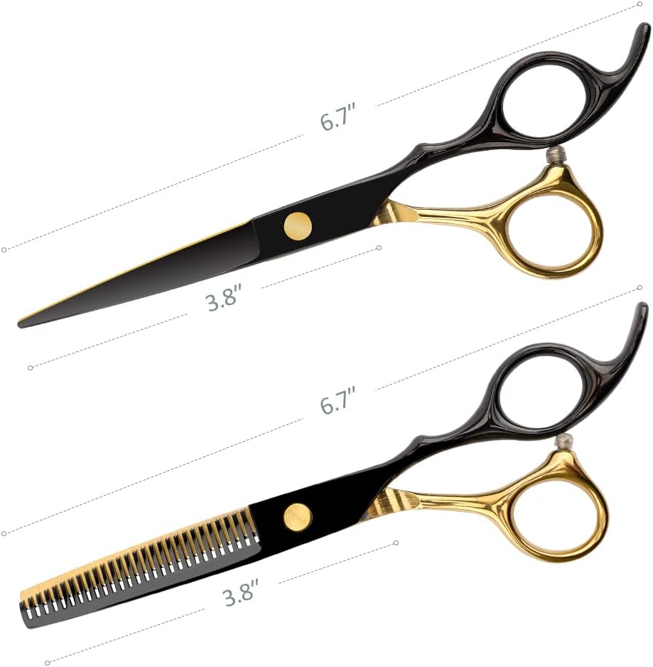 Professional Black Gold Hairdressing Scissors Set - Multifunctional Shears & Thinning Tools | Perfect Gift for Parents