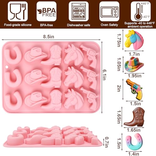 Palksky Cowboy Chocolate Molds - 2 Pack Silicone Baking Molds for Western Treats