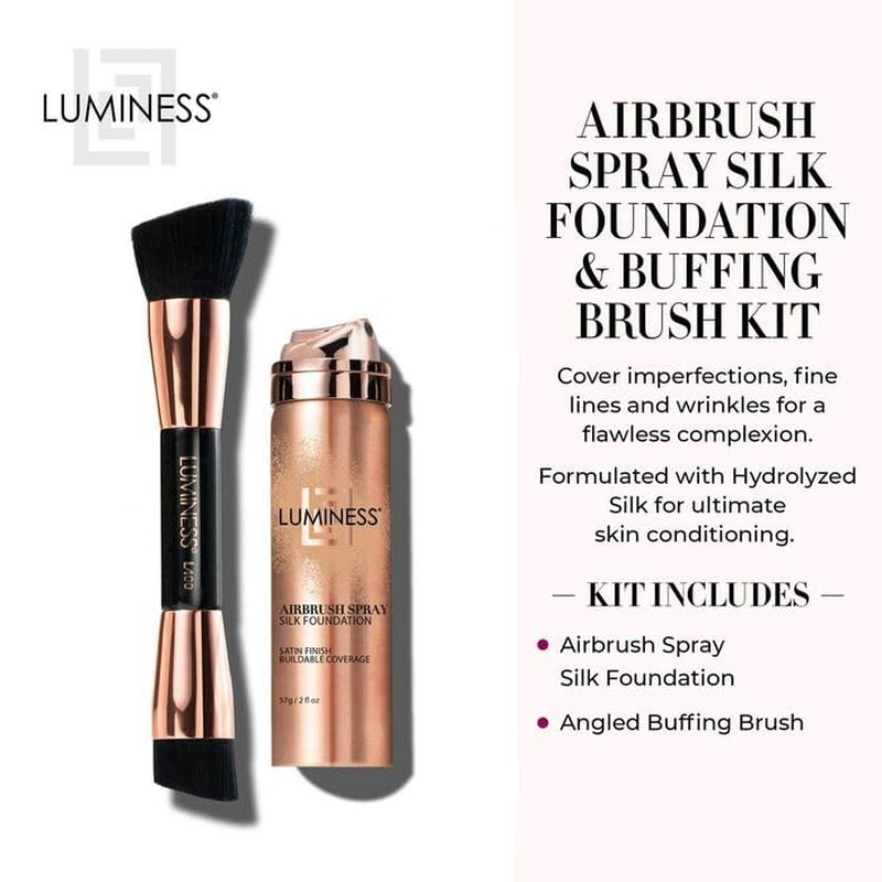 LUMINESS Face Time All-In-One Makeup Kit | Airbrush Foundation, Face Palette & Brush Set - Long-Wearing, Easy to Blend (02 - Fair)