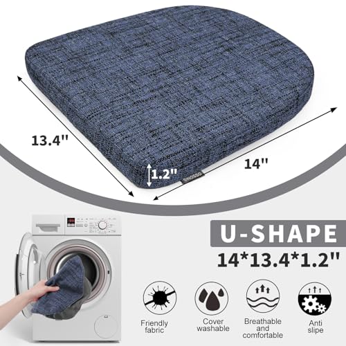 SINOSSO 14" Memory Foam Chair Cushion - U-Shape, Blue