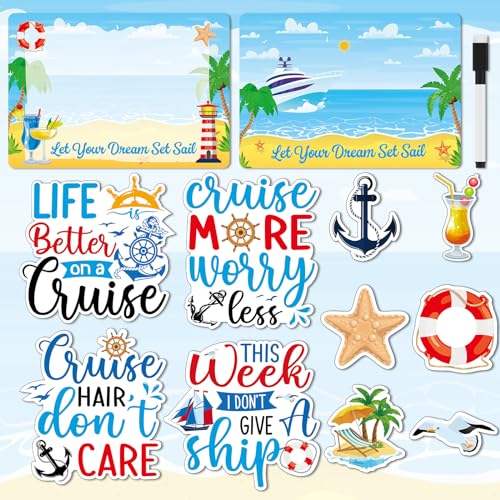 Cruise Door Magnets Set - 12 Pcs Magnetic Dry Erase Boards & Stickers