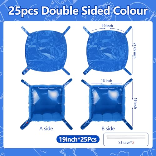 NISOCY 25PCS Blue Square Foil Balloons Wall Backdrop Kit