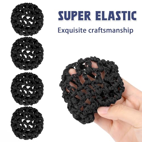 Black Elastic Knit Hair Nets for Ballet and Dance - Set of 8