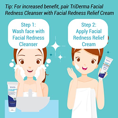 TriDerma Facial Redness Relief Cream 3.3 Ounce - Soothing Hydration