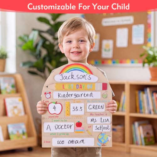 First Day of School Sign | Reusable Rainbow Wooden Photo Prop