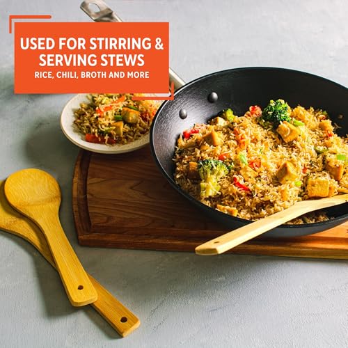 IMUSA Bamboo Cooking Spoon Set - 3-Piece Utensils for Stir-Frying