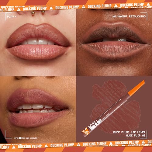 NYX PROFESSIONAL MAKEUP Duck Plump Plumping Lip Liner, Matte Pencil With Up To 10HR Wear, Nude Flip (Nude Lip Liner)