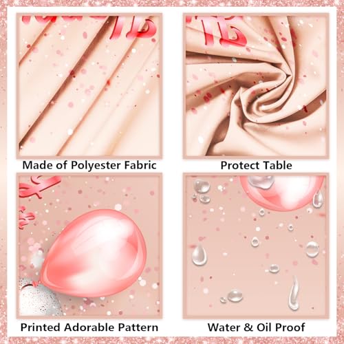 Pink Glitter Happy 19th Birthday Tablecloth - 53 x 108 in