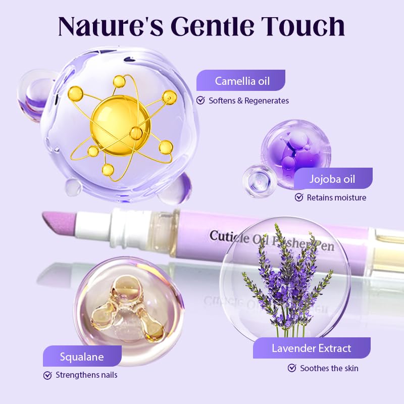Cuticle Oil Pusher Pen - 2-in-1 Ceramic Nail Care Tool for Dry Nails & Hangnails | 4 Pcs Set