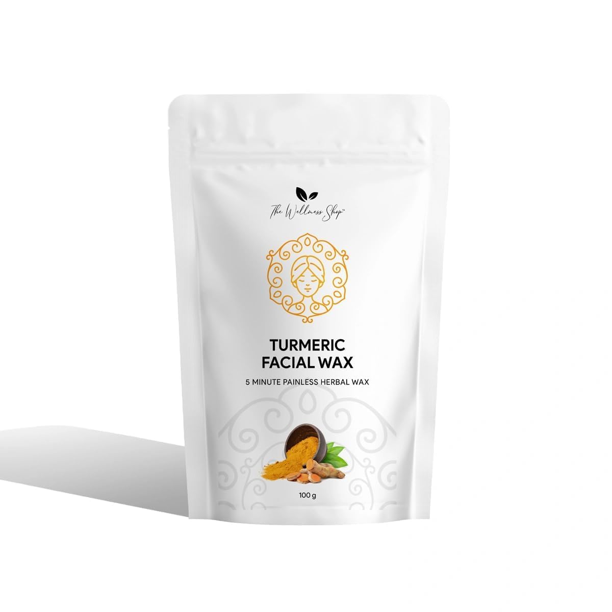 THRU Turmeric Facial Wax Powder, 5 min Painless Natural Face Hair Removal Waxing Powder, Easy to use at home, No chemicals - No Irritation, No Skin rashes (100g)