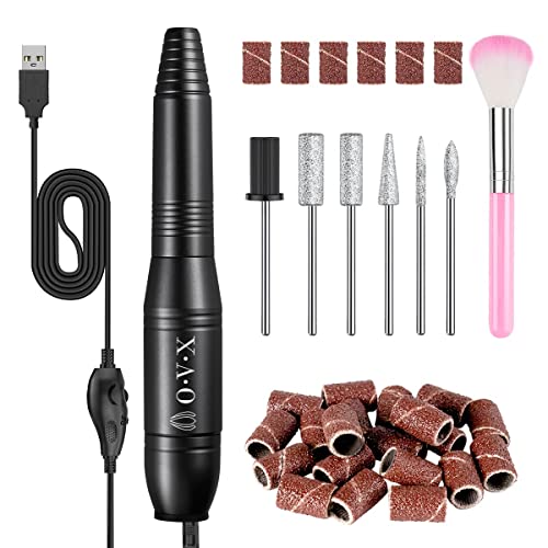 OVX Portable Electric Nail Drill Kit - 20000 RPM Black - 60 Piece Set