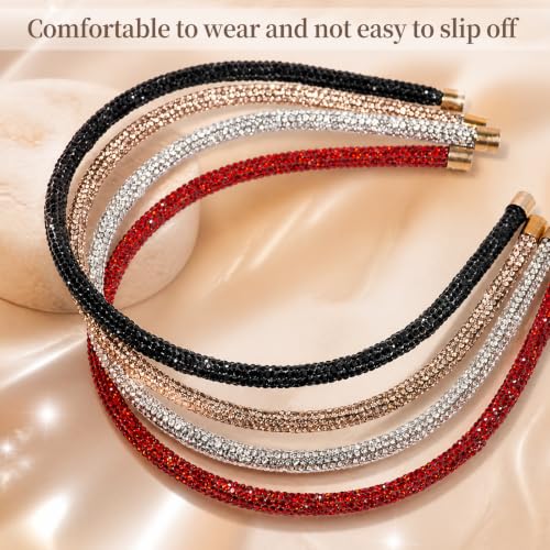 Red Series Rhinestone Headbands - 4 Pack Sparkly Hair Accessories