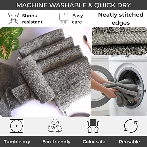 LIVINATI Soft Cotton Wash Cloths - 12 Pack, 12"x12" for Face & Body