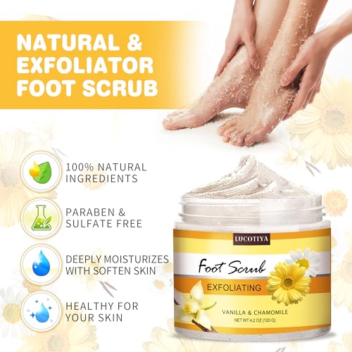 LUCOTIYA 4-Piece Vanilla Chamomile Pedicure Foot Care Set for Cracked Heels