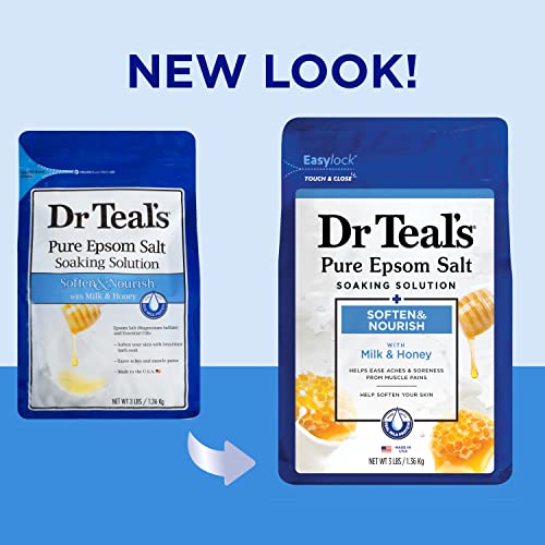 Dr Teal's Epsom Salt Soaking Solution, Milk & Honey, 48 Oz (Pack of 2)