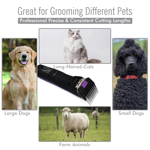 ZEROKIWI 4-Piece Stainless Steel Pet Grooming Guard Set for Wahl Oster Andis Clippers