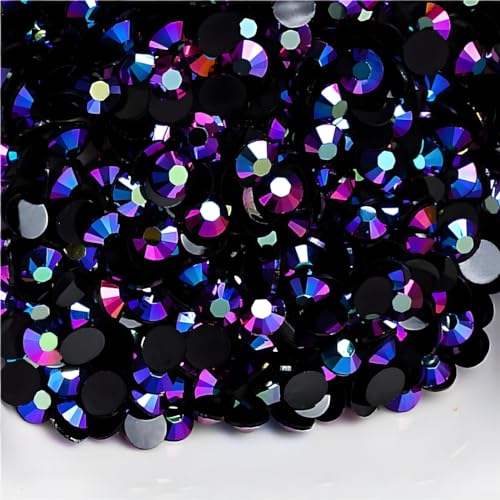 Kzkcy Flatback Rhinestones 1250Pcs SS20 5mm AB Black Purple Red Glitter Gems