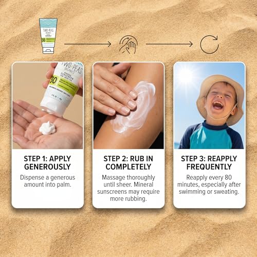 Two Peas Organics Mineral Sunscreen SPF 30 Lotion, 3 oz - Baby & Family Safe, Reef Safe, Unscented