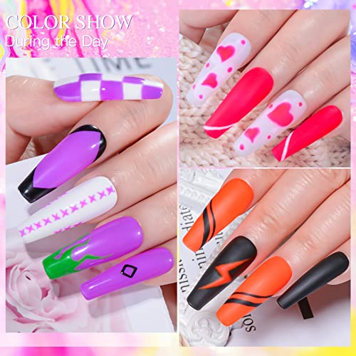 MSRUIOO Glow in the Dark Nail Polish Set 6Pcs - Luminous Neon Gel Polish, Nighttime Fluorescent