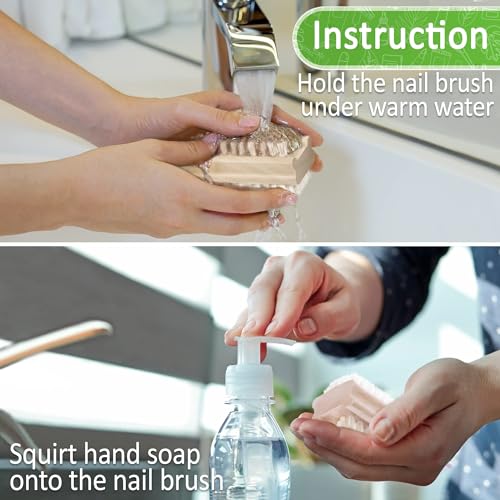 KONEX Non-Slip Wooden Nail Brush - Pack of 2 for Hand Scrubbing
