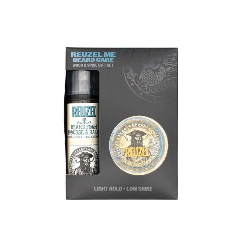 REUZEL Wood & Spice Beard Care Gift Set, Beard Balm and Foam, Hydrating, Non-Greasy Finish