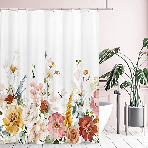 Tititex Floral Shower Curtain - Waterproof 71x71 Inch Polyester