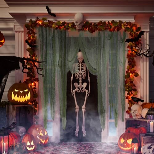 HunnmingRe Halloween Creepy Cloth - 4 Pcs Moss Green Gauze, 30x72 Inch