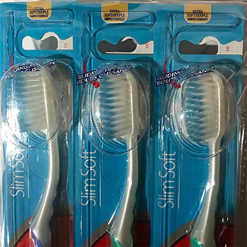Colgate Slim Soft Gliding Tips Extra Soft Toothbrush, Compact Head - 6 Pack