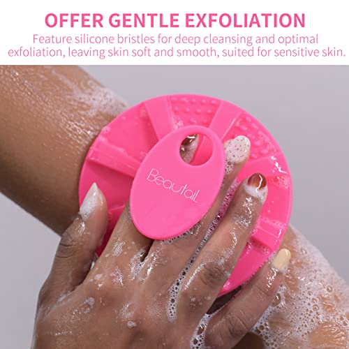 BEAUTAIL Silicone Body Scrubber - Gentle Exfoliating Shower Brush