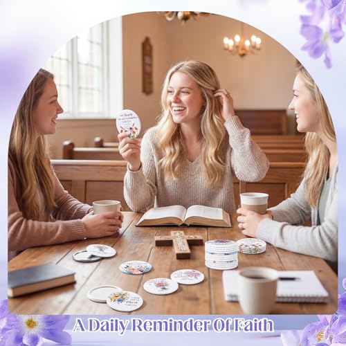 24 Pcs Biblical Affirmation Compact Mirrors - Floral Christian Pocket Mirrors