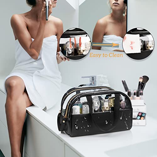Ethereal Black Clear Makeup Bag Large TSA Approved Toiletry Organizer for Women