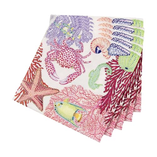 Caspari Under the Sea Triple-Ply Cocktail Napkins - 20 Pack