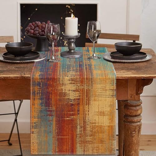 Emvency Abstract Vintage Blue Table Runner - 13x72 Inch Linen