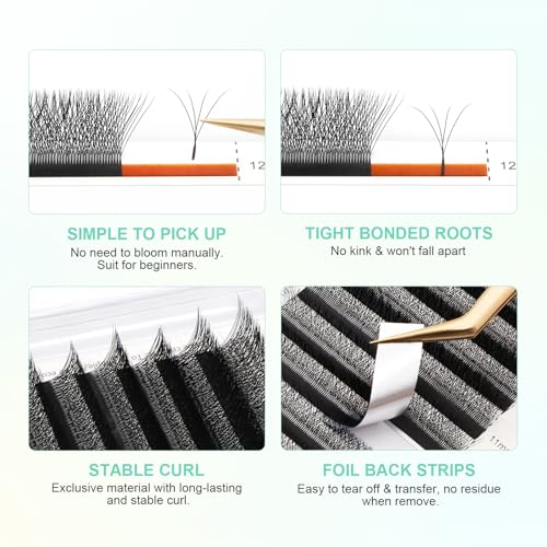 NAGARAKU 4D W Premade Lash Fans Extensions - 0.07D Mix 8-15mm