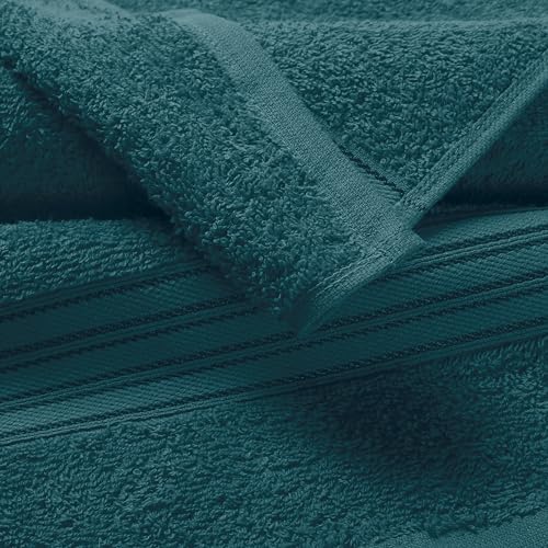 BOUTIQUO 12-Piece Ultra Soft Cotton Washcloths Set - 12x12 Inch Teal Face Towels, Multipurpose & Quick Dry